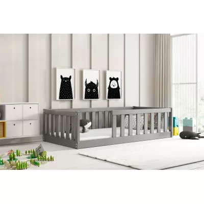 Kinderbett 80x160 SELENE mit Matratze und Rausfallschutz - grau