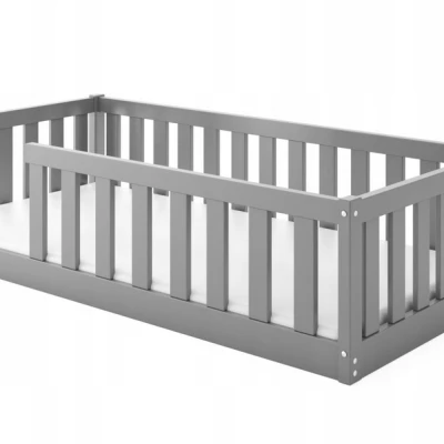 Kinderbett 80x160 SELENE mit Matratze und Rausfallschutz - grau