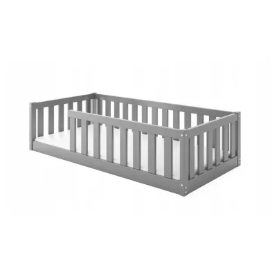 Kinderbett 80x160 SELENE mit Matratze und Rausfallschutz - grau