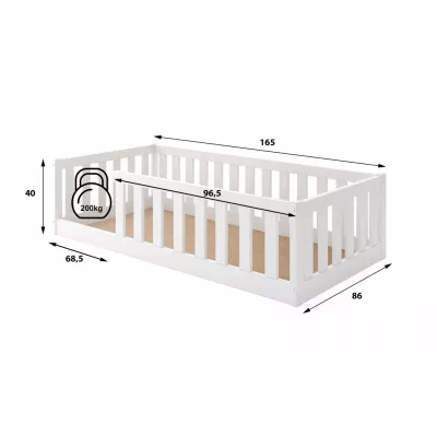 Kinderbett 80x160 SELENE mit Rausfallschutz - weiß