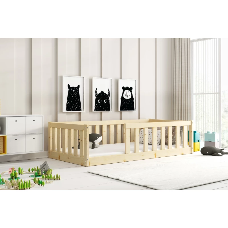 Kinderbett 80x160 SELENE mit Rausfallschutz - Kiefer