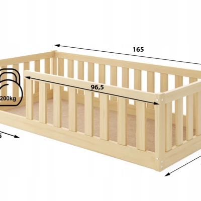Kinderbett 80x160 SELENE mit Rausfallschutz - Kiefer