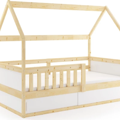 Kinderbett Haus 80x160 AGAPI mit Matratze - Kiefer