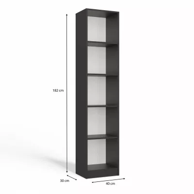 Schmales Bücherregal RAUNO – 40 cm, anthrazit
