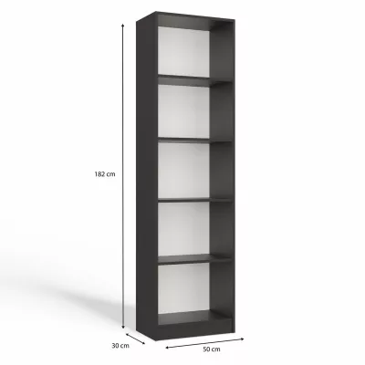 Schmales Bücherregal RAUNO - 50 cm, anthrazit