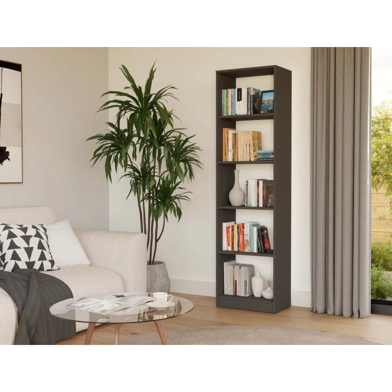Schmales Bücherregal RAUNO - 50 cm, anthrazit