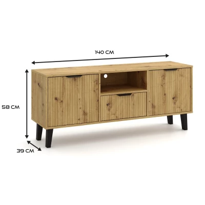 TV-Ständer SITIVE SLIM - Artisan-Eiche / Schwarz