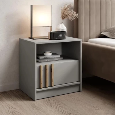 MARFA Nachttisch - grau / Artisan Eiche