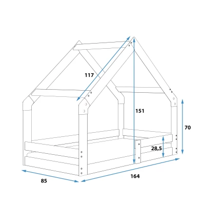 Hausbett 80x160 SHIRA mit Matratze - Kiefer