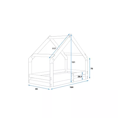 Hausbett 80x160 SHIRA mit Matratze - Kiefer