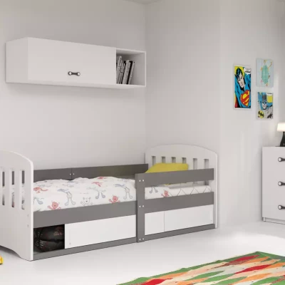 Kinderbett 80x160 GAVRIL mit Stauraum und Matratze - grau/weiß