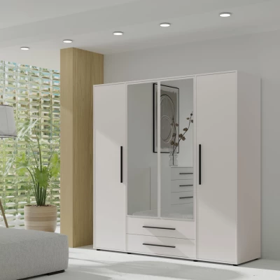 Kleiderschrank mit Spiegel 198 cm ANDELINA - weiß matt