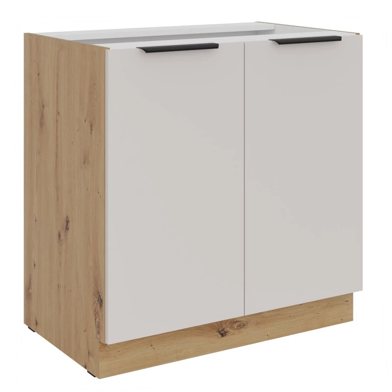 Unterer zweitüriger Schrank NICOLLA – Breite 80 cm, Kaschmir/Artisan-Eiche
