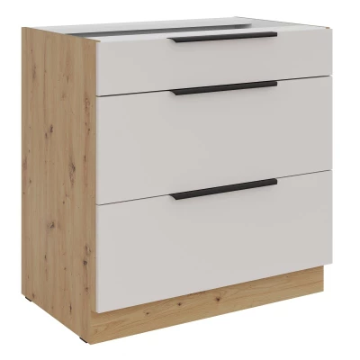 Unterer Schubladenschrank NICOLLA - Breite 80 cm, Kaschmir/Artisan Eiche