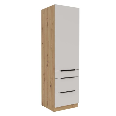 Küchenschrank mit Schubladen NICOLLA – Breite 60 cm, Kaschmir/Eiche (handwerklich gefertigt)
