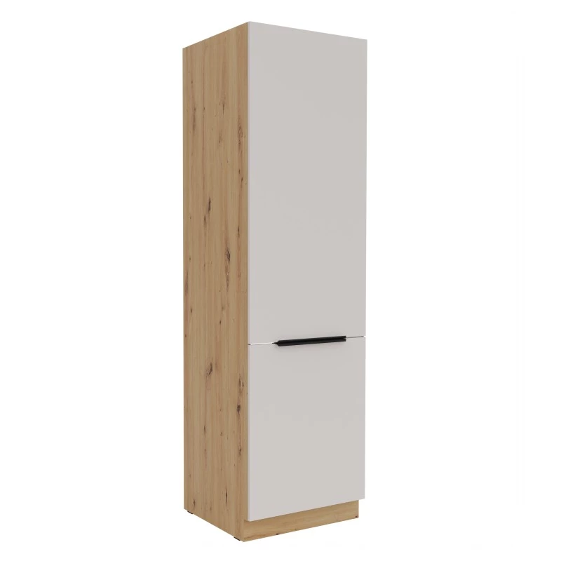 Schrank für Einbaukühlschrank NICOLLA – Breite 60 cm, Kaschmir/Eiche (handwerklich gefertigt)