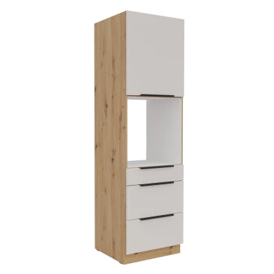Einbau-Backofenschrank mit Schubladen NICOLLA – Breite 60 cm, Kaschmir/Eiche (handwerklich gefertigt)