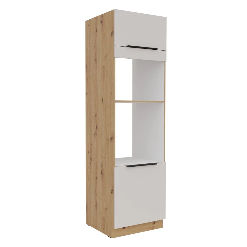 Einbauschrank für Küchengeräte NICOLLA – Breite 60 cm, Kaschmir/Eiche handwerklich gefertigt