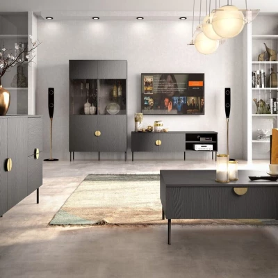 TV-Ständer 160 cm MOSQURA - schwarz-graphit