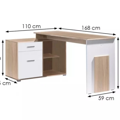 Eckschreibtisch DIBULLA - Wellington Eiche / Graphit