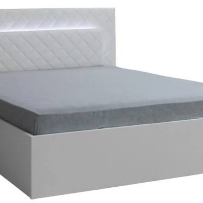 Doppelbett 180x200 PAMPLONA - Alpinweiß / Hochglanzweiß + KOSTENLOSE LED-Beleuchtung