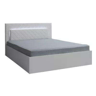 Doppelbett 180x200 PAMPLONA - Alpinweiß / Hochglanzweiß + KOSTENLOSE LED-Beleuchtung