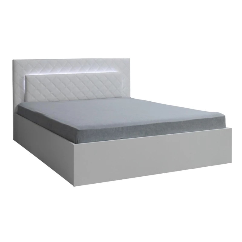 Doppelbett 160x200 PAMPLONA - Alpinweiß / Hochglanzweiß + GRATIS LED-Beleuchtung