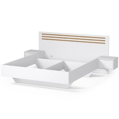 Doppelbett 160x200 TURBO - Eiche Artisan / Weiß + 2 Nachttische GRATIS