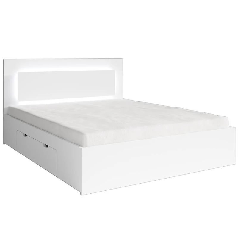 Doppelbett mit Schubladen 180x200 DUITAMA - weiß + GRATIS LED-Beleuchtung