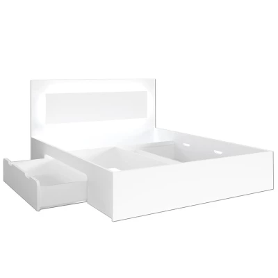 Doppelbett mit Schubladen 180x200 DUITAMA - weiß + GRATIS LED-Beleuchtung