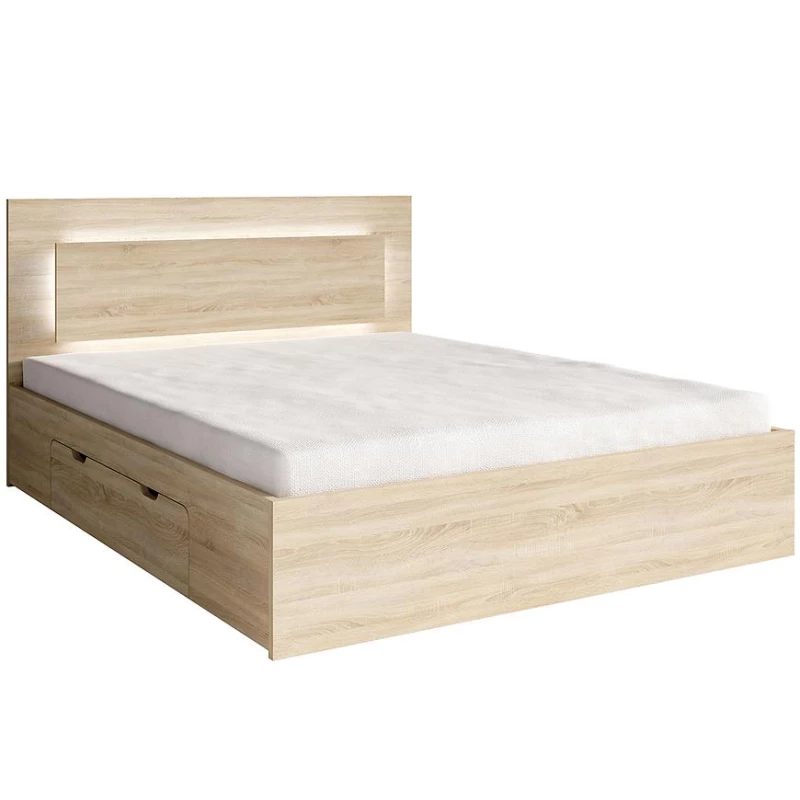 Doppelbett mit Schubladen 180x200 DUITAMA - Sonoma-Eiche + GRATIS LED-Beleuchtung