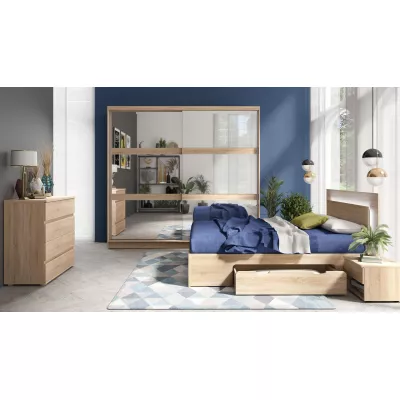 Doppelbett mit Schubladen 180x200 DUITAMA - Sonoma-Eiche + GRATIS LED-Beleuchtung