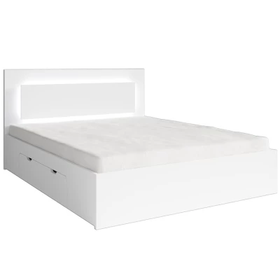 Doppelbett mit Schubladen 140x200 DUITAMA - weiß + GRATIS LED-Beleuchtung