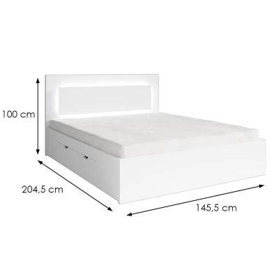 Doppelbett mit Schubladen 140x200 DUITAMA - weiß + GRATIS LED-Beleuchtung