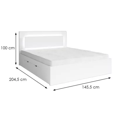 Doppelbett mit Schubladen 140x200 DUITAMA - weiß + GRATIS LED-Beleuchtung