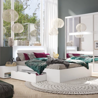 Doppelbett mit Schubladen 180x200 DUITAMA - weiß + GRATIS LED-Beleuchtung