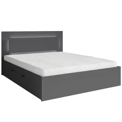 Doppelbett mit Schubladen 160x200 DUITAMA - Graphit + GRATIS LED-Beleuchtung