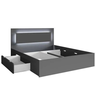 Doppelbett mit Schubladen 160x200 DUITAMA - Graphit + GRATIS LED-Beleuchtung