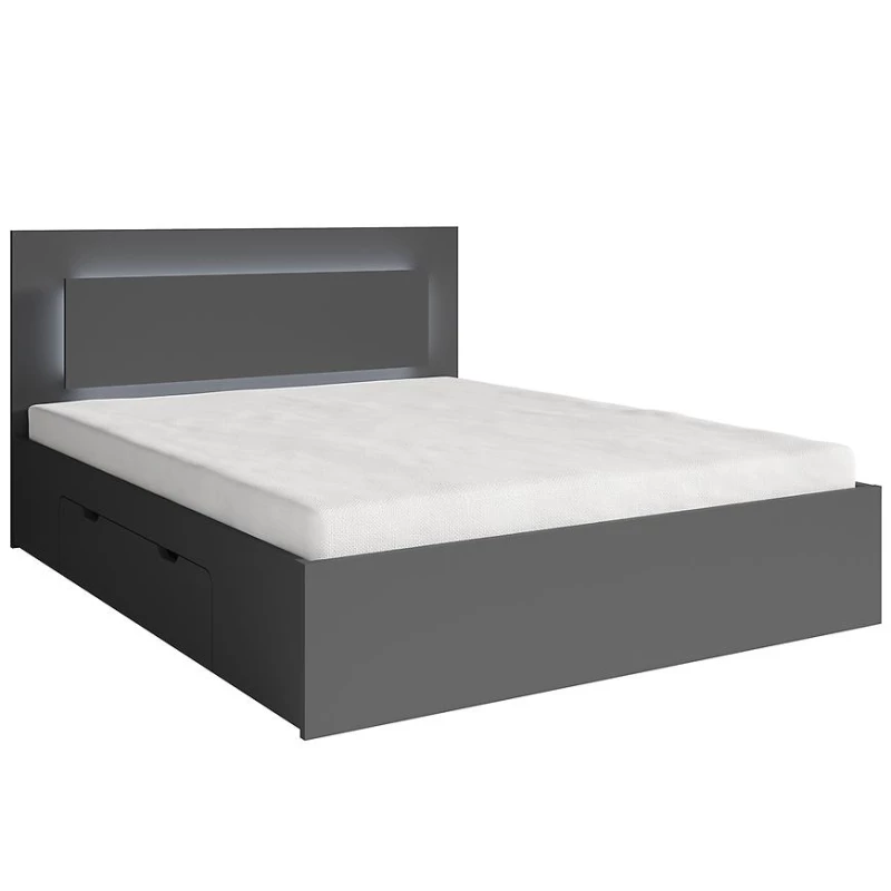 Doppelbett mit Schubladen 140x200 DUITAMA - Graphit + GRATIS LED-Beleuchtung