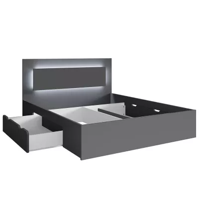 Doppelbett mit Schubladen 140x200 DUITAMA - Graphit + GRATIS LED-Beleuchtung