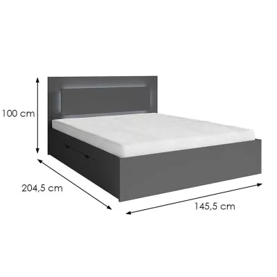Doppelbett mit Schubladen 140x200 DUITAMA - Graphit + GRATIS LED-Beleuchtung