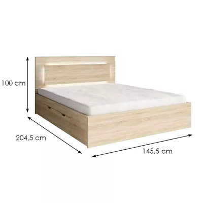 Doppelbett mit Schubladen 140x200 DUITAMA - Sonoma-Eiche + GRATIS LED-Beleuchtung