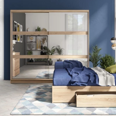Doppelbett mit Schubladen 140x200 DUITAMA - Sonoma-Eiche + GRATIS LED-Beleuchtung