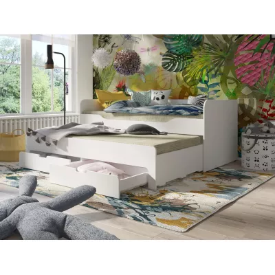 Kinderbett 90x200 mit Zustellbett MOGOTES - Alpinweiß