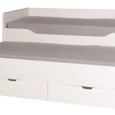 Kinderbett 90x200 mit Zustellbett MOGOTES - Alpinweiß