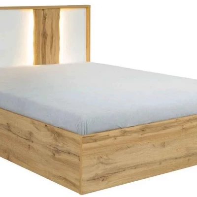 Doppelbett 160x200 GARZON - Wotan Eiche / Alpinweiß + GRATIS LED-Beleuchtung