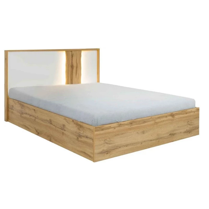 Doppelbett 160x200 GARZON - Wotan Eiche / Alpinweiß + GRATIS LED-Beleuchtung
