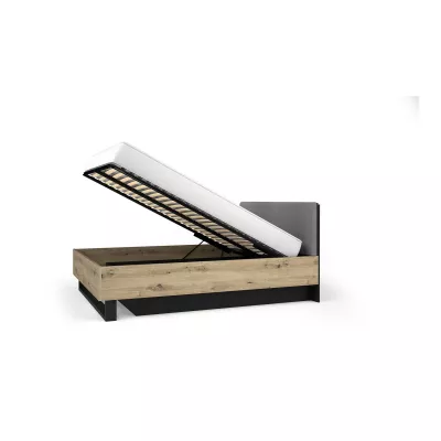 Doppelbett mit Stauraum 180x200 SALAMINA - Eiche handwerklich / Graphitschwarz