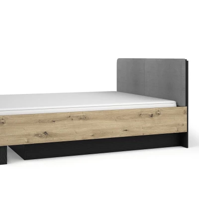 Doppelbett mit Stauraum 160x200 SALAMINA - Eiche handwerklich / Graphitschwarz