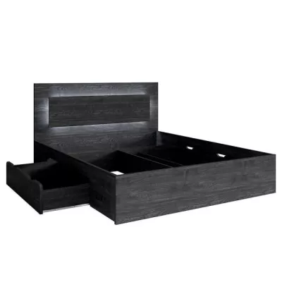 Doppelbett mit Schubladen 180x200 RIONERO - dunkle Portland-Esche + KOSTENLOSE LED-Beleuchtung